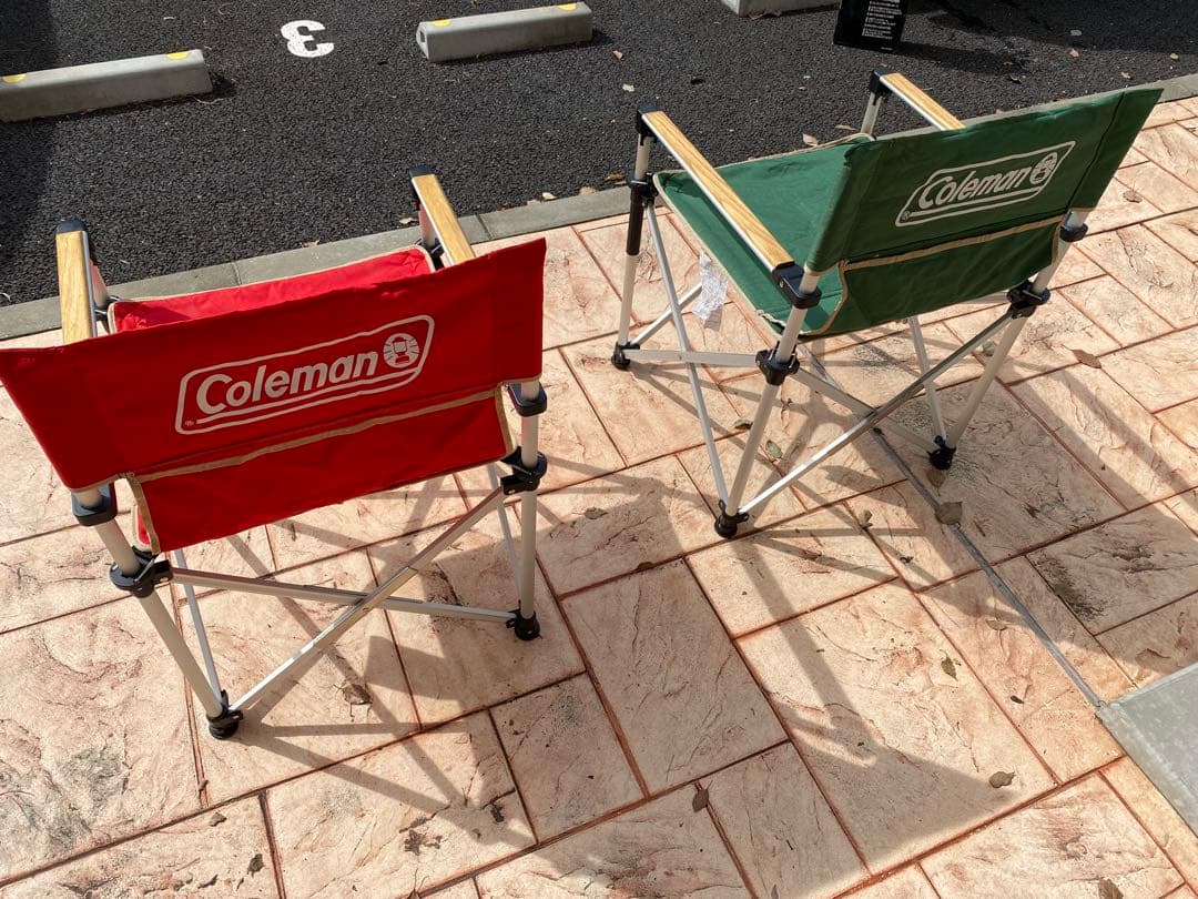 コールマン　スリムキャプテンチェア　グリーンレッドセット売り