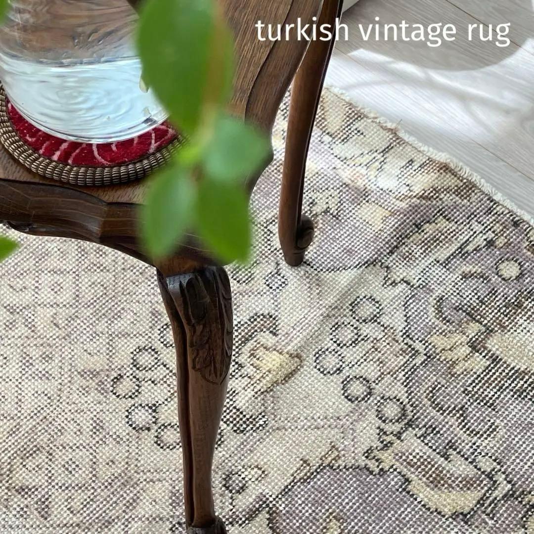 3m超ロング／76×297 グレー　メダリオンランナー　トルコヴィンテージラグ