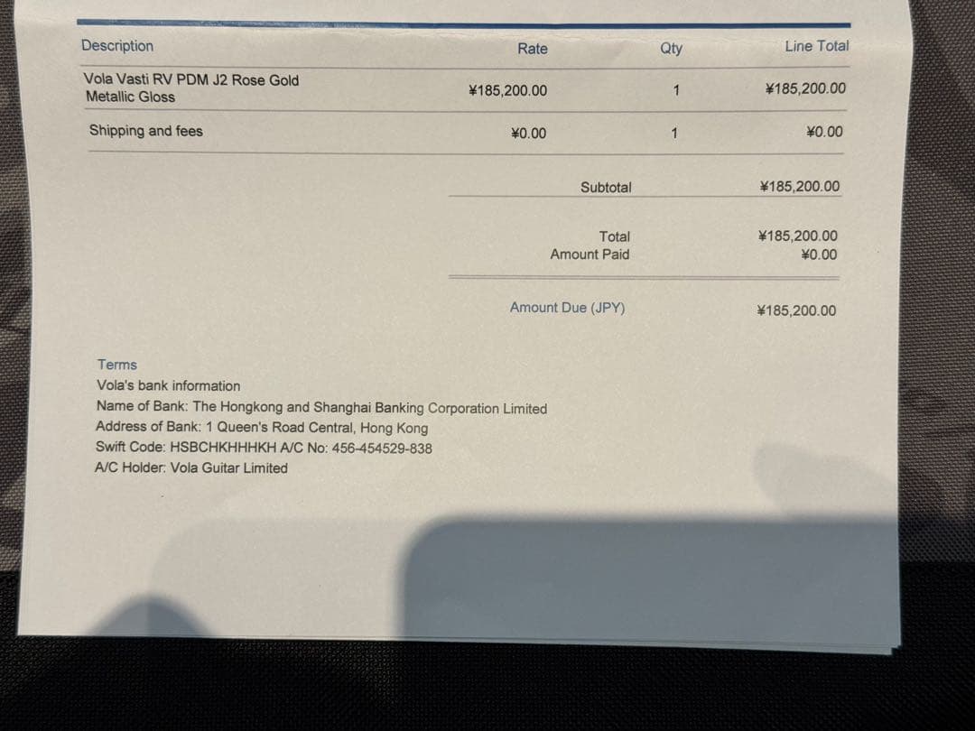 【新品同様】Vola Guitars Vasti PDM J2 美品