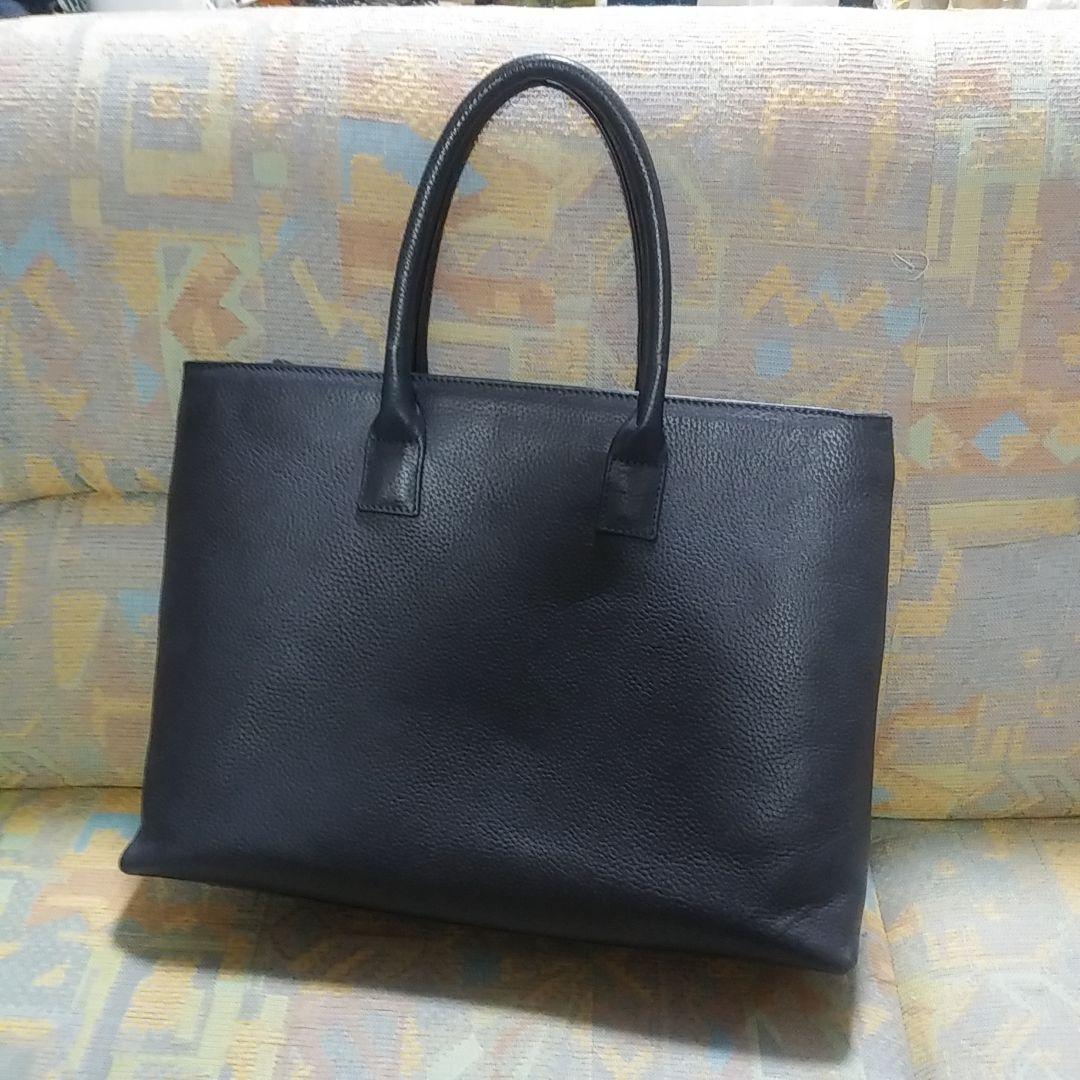 美品 HushTug ビジネスバッグ ネイビー モンゴルレザー
