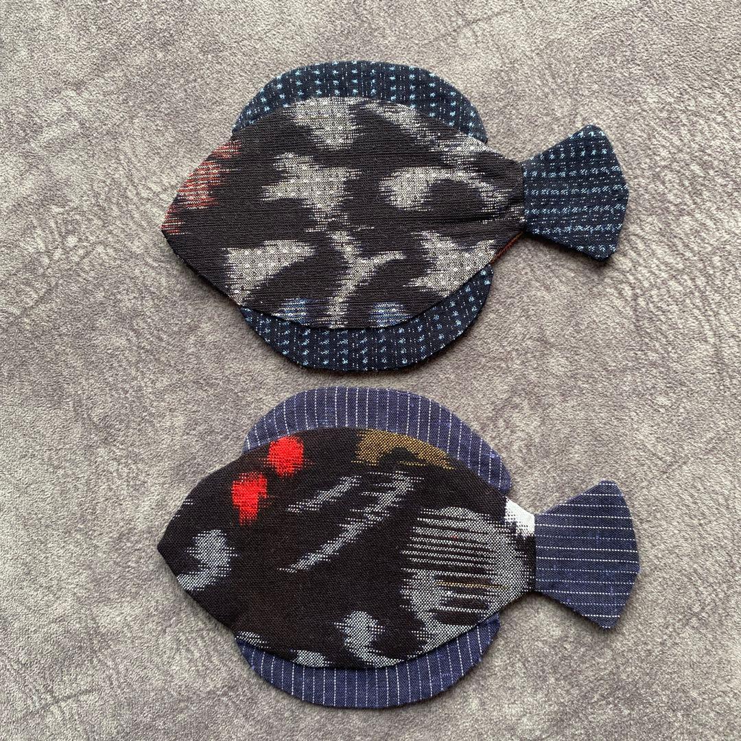 カレイのコースターハンドメイド(No.92)小12匹と(No.94 )小 2匹