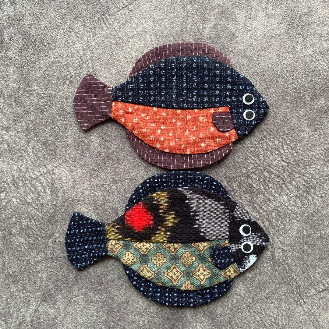 カレイのコースターハンドメイド(No.92)小12匹と(No.94 )小 2匹