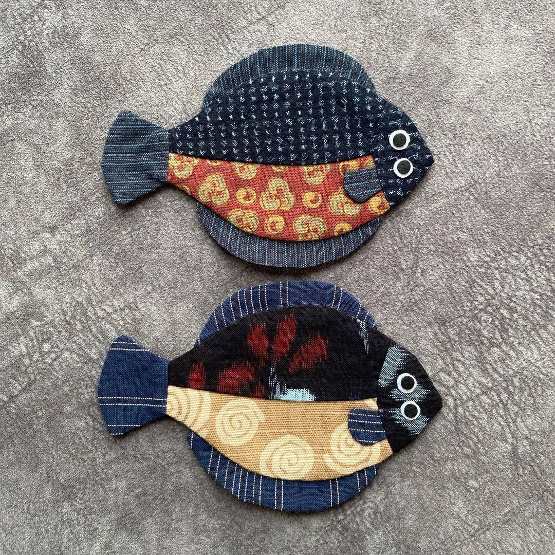 カレイのコースターハンドメイド(No.92)小12匹と(No.94 )小 2匹