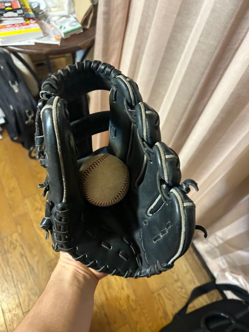 美品　ミズノ ビクトリーステージ　ビックM 黒 グローブ 右手用