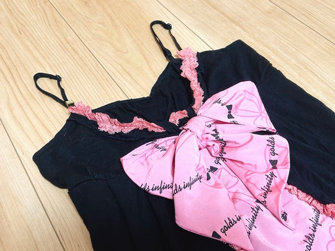 GOLDS×日菜あこコラボ♡オリジナルロゴハートリボン柄♡ゆるピタ♡キャミワンピ