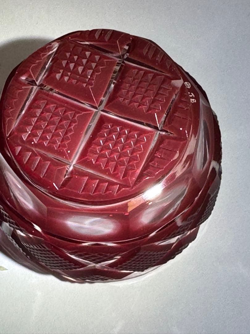 薩摩切子復元島津　赤　ミニ猪口 N0007 最終値段