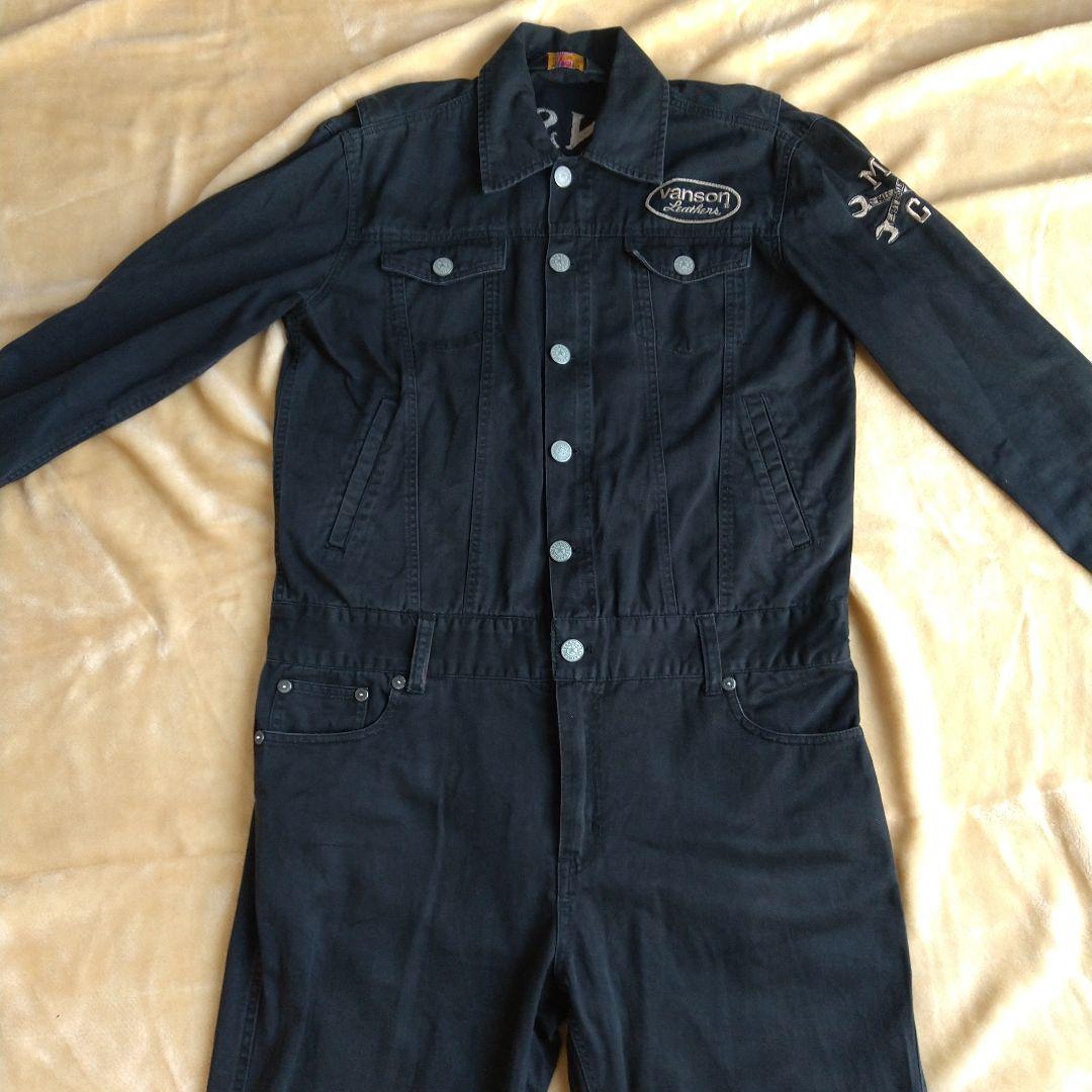 バンソン ツナギ XL 刺繍 ブラック 黒 バイカー バイク