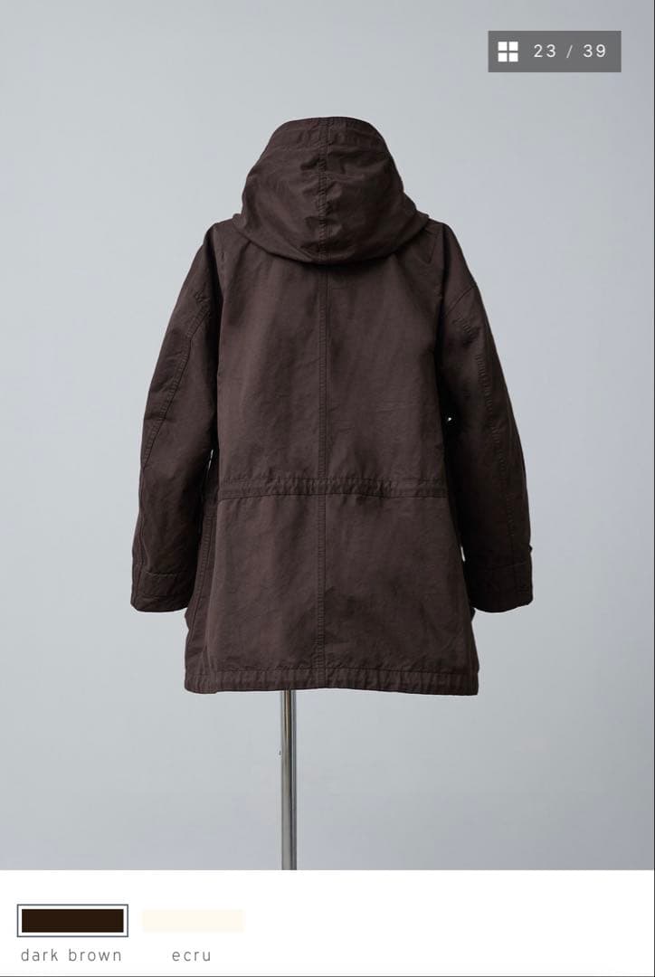 【よも様】crewre クルーレ ピーチスキンモッズコート　ダークブラウン