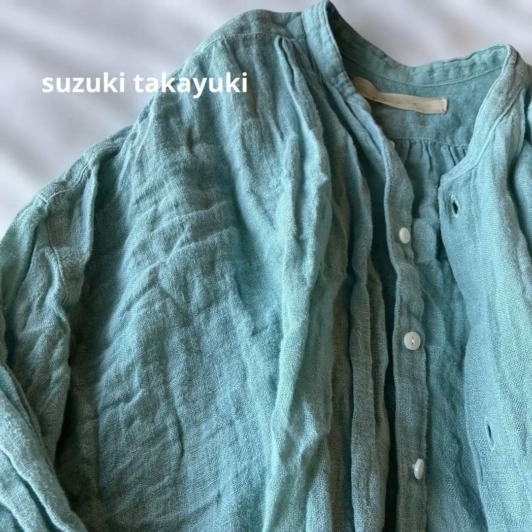 リネン 長袖シャツ ライトグリーン