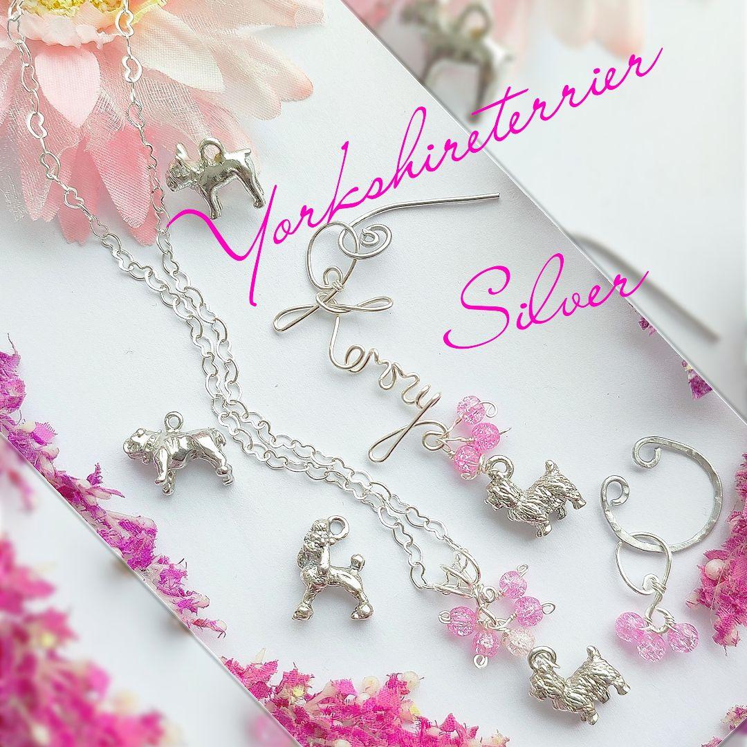 純銀シルバー　AAA ネームオーダーピアス or イヤ−カフ ネックレス セット