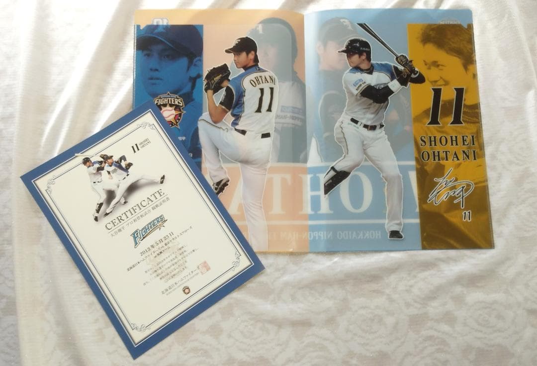 大谷翔平　日ハムプロ初登板試合の観戦証明書とクリアファイル