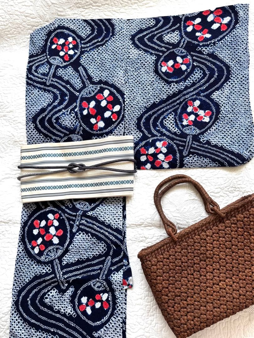 粋な大人の浴衣 極上の逸品です ◆ 有松絞り 団扇うちわ 高身長の方にも