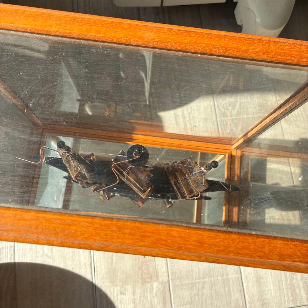 本べっ甲 帆船 オランダ船 ガラスケース入り 工芸品