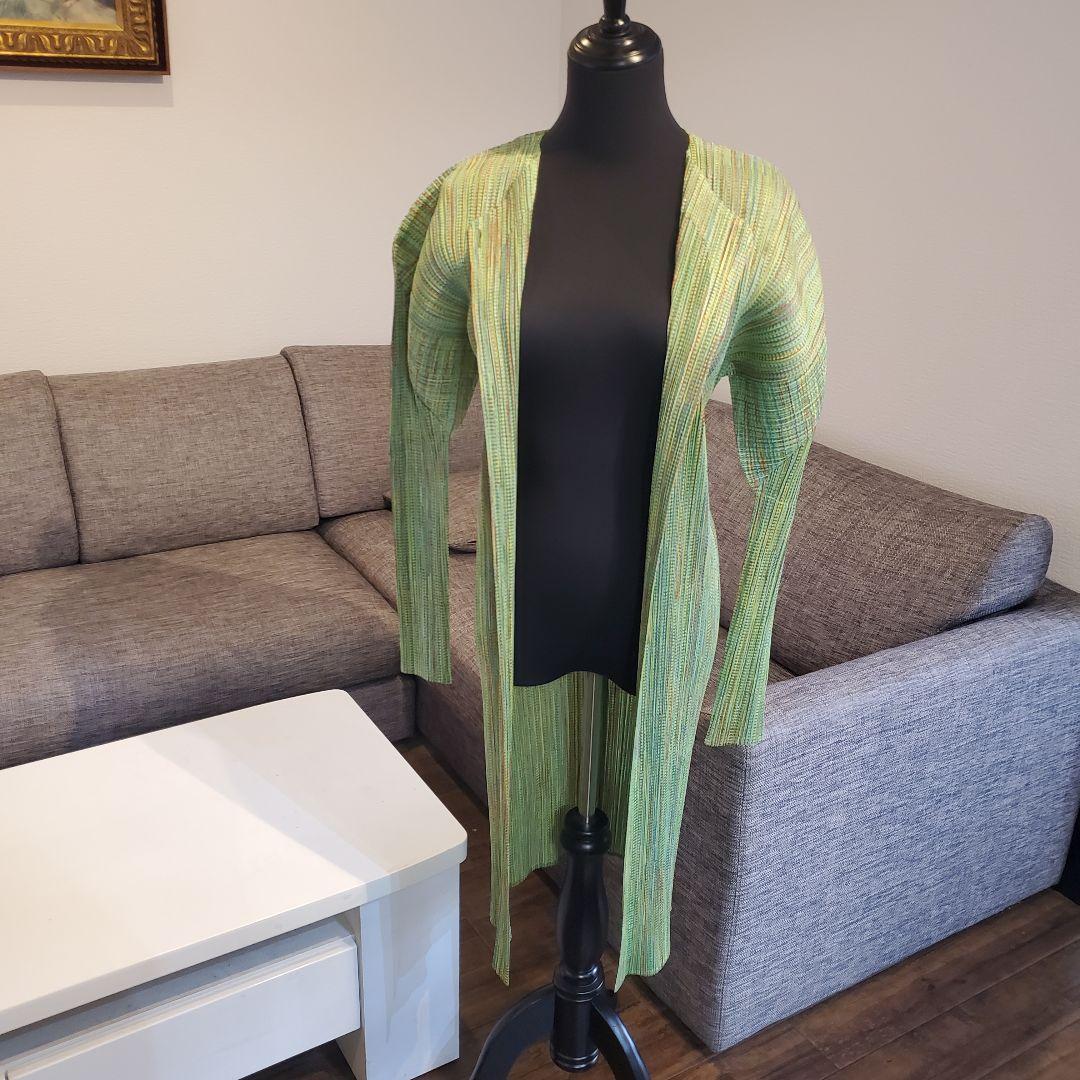 PLEATS PLEASE イッセイミヤケ ロングカーディガン ポケット&ボタン