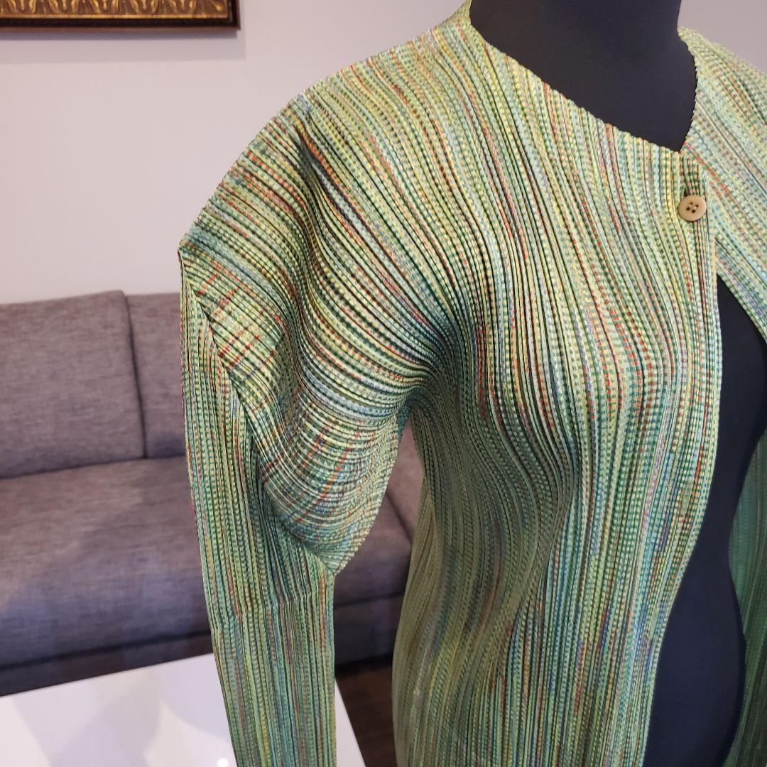 PLEATS PLEASE イッセイミヤケ ロングカーディガン ポケット&ボタン