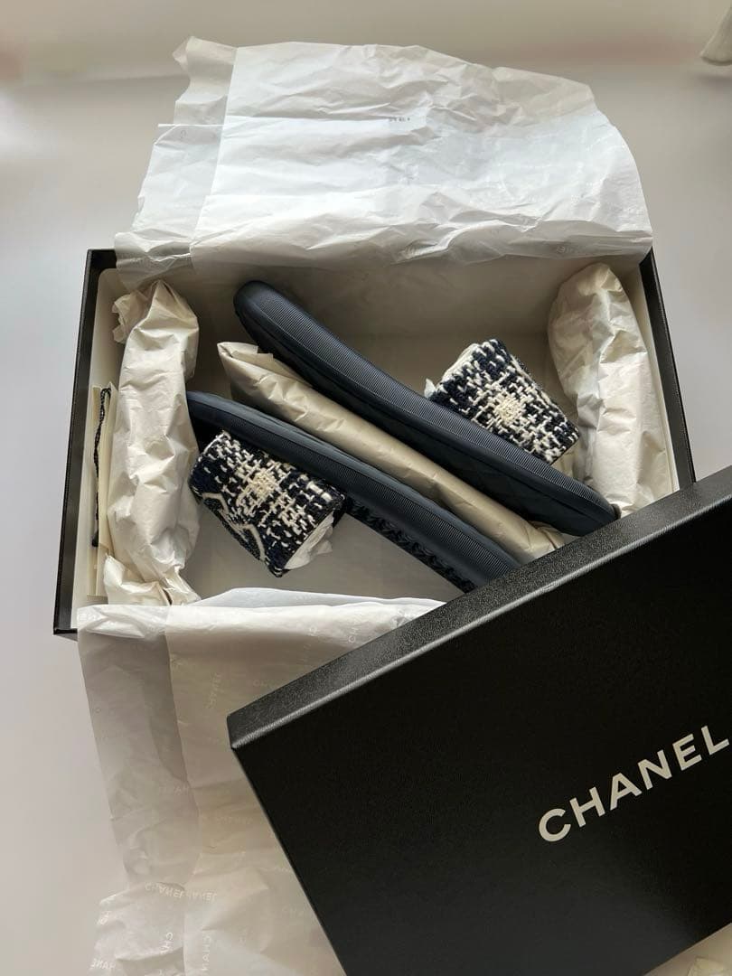 CHANEL ツイードビーチサンダル 37
