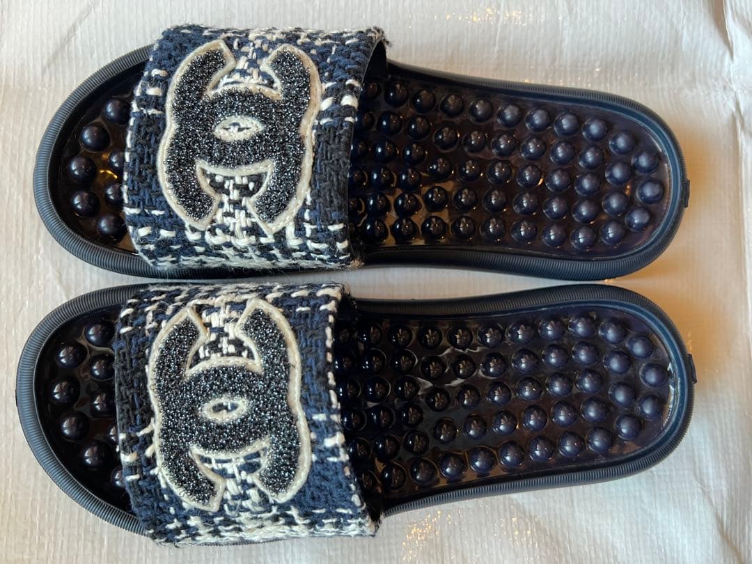 CHANEL ツイードビーチサンダル 37