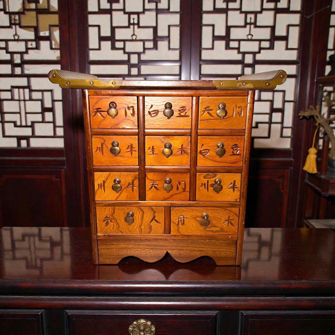 李朝家具　木製　箪笥　薬箱　アンティーク　レトロ　骨董　希少　タンス
