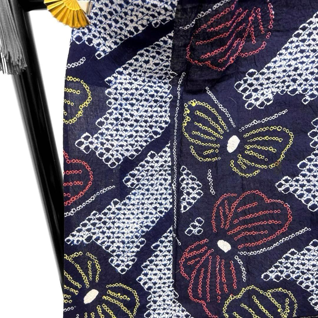 浴衣　有松鳴海絞り　蝶　流線　着物　055w