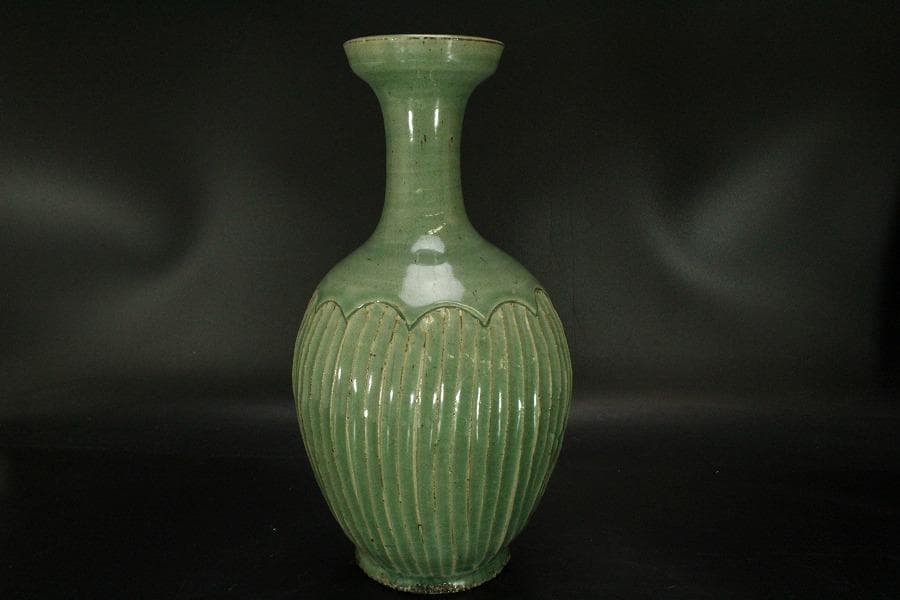 高麗 李朝 青磁 瓶 高30.5cm(ZE558)