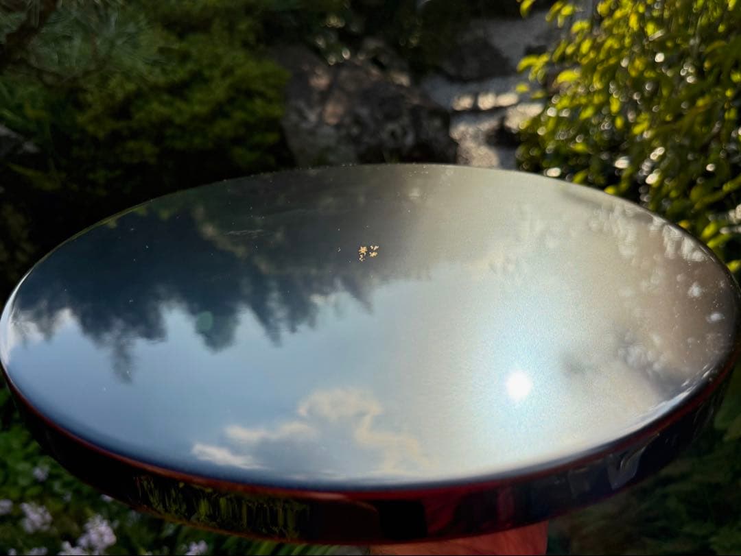 伝統漆器 円形盆 黒赤　うるし工芸　米永