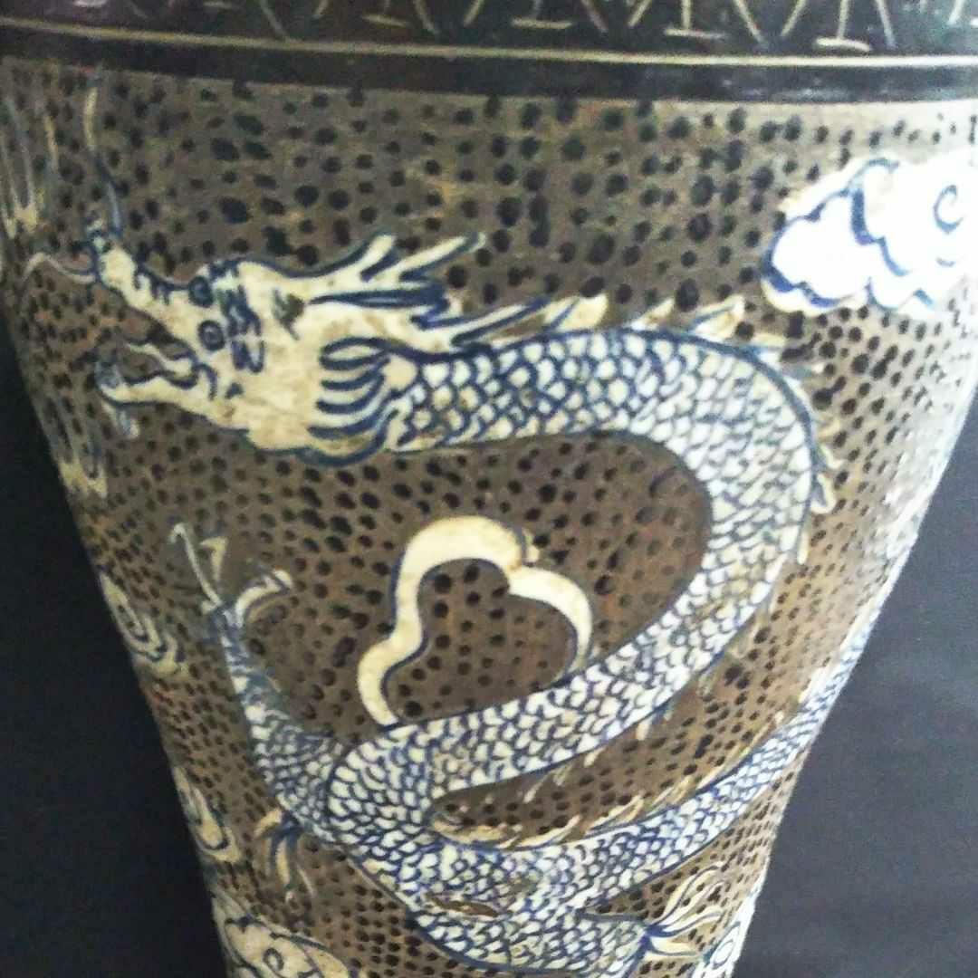 ※中国古美術/磁州窯黒掻落龍紋大梅瓶/北宋代/