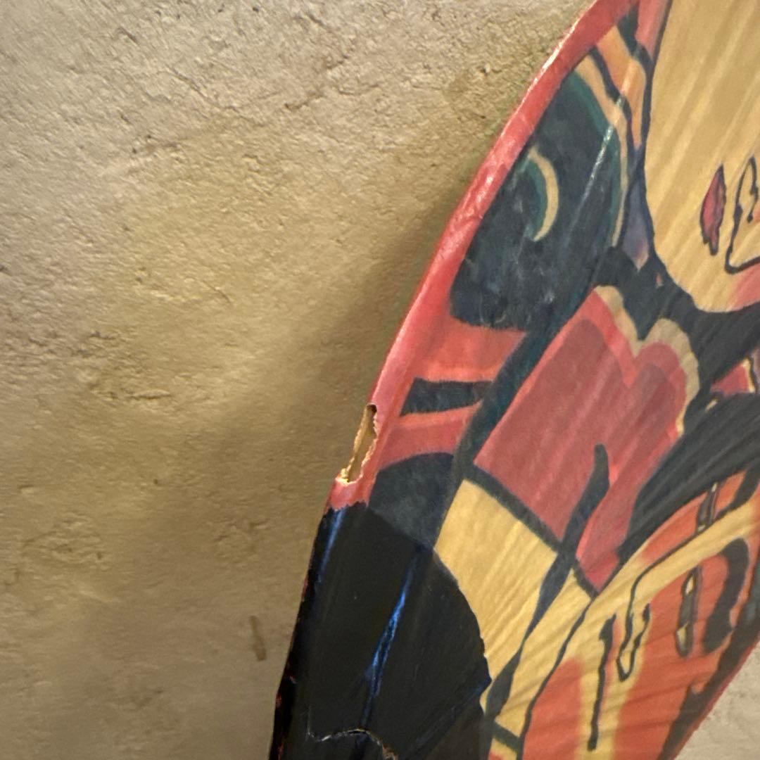 特大　和紙　漆　団扇　浮世絵風デザインの扇子