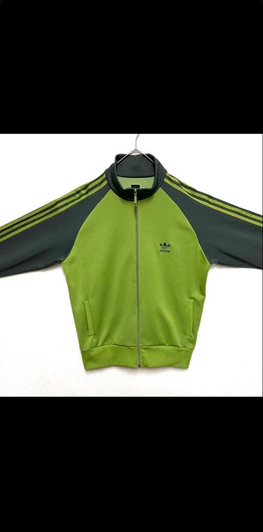 人気カラー adidas トラックジャケット XO グリーン 刺繍ロゴ 古着