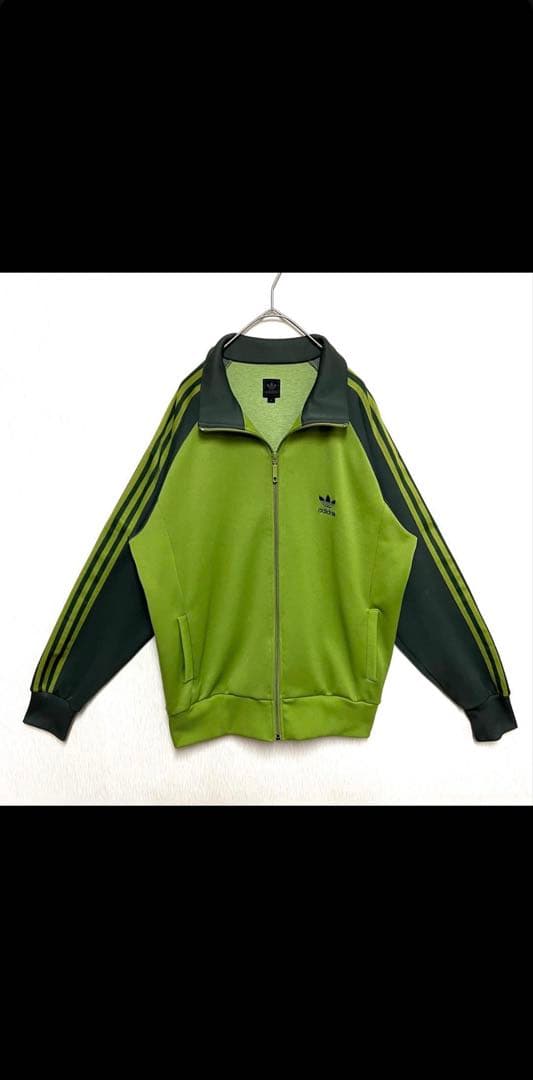 人気カラー adidas トラックジャケット XO グリーン 刺繍ロゴ 古着