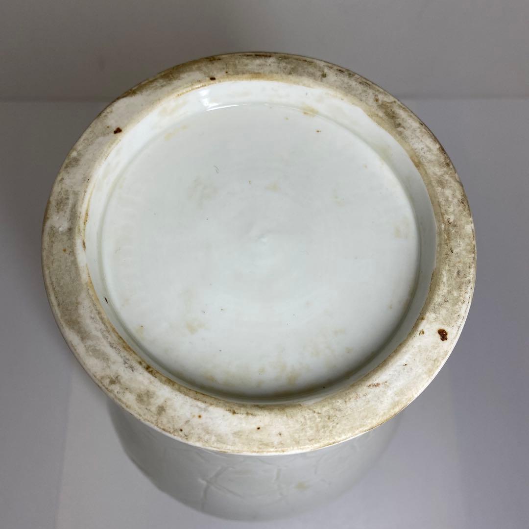 専用中国古玩　白磁花鳥図花瓶　高さ38㎝　東Y7-0210⑤タルサ