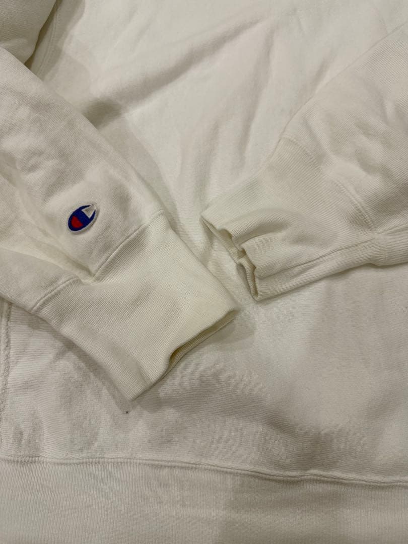 ★90s Champion リバースウィーブ無地 目有り 刺繍タグ白 USA★