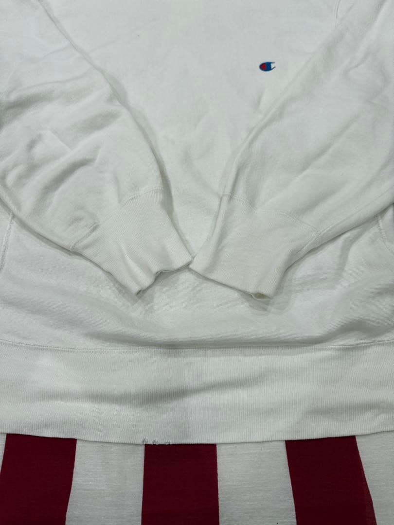 ★90s Champion リバースウィーブ無地 目有り 刺繍タグ白 USA★