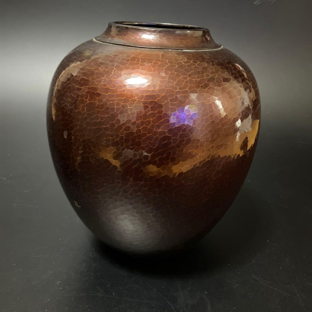 時代物　銅虫花瓶　打ち出し花瓶　在名あり