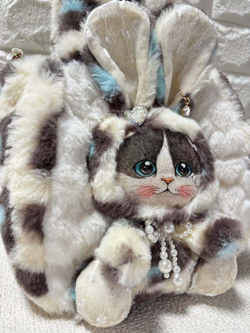 黒*こ様 コヤンイサムチョン　ハンドメイド　ファーバッグ　ハチワレねこちゃん　ヒ