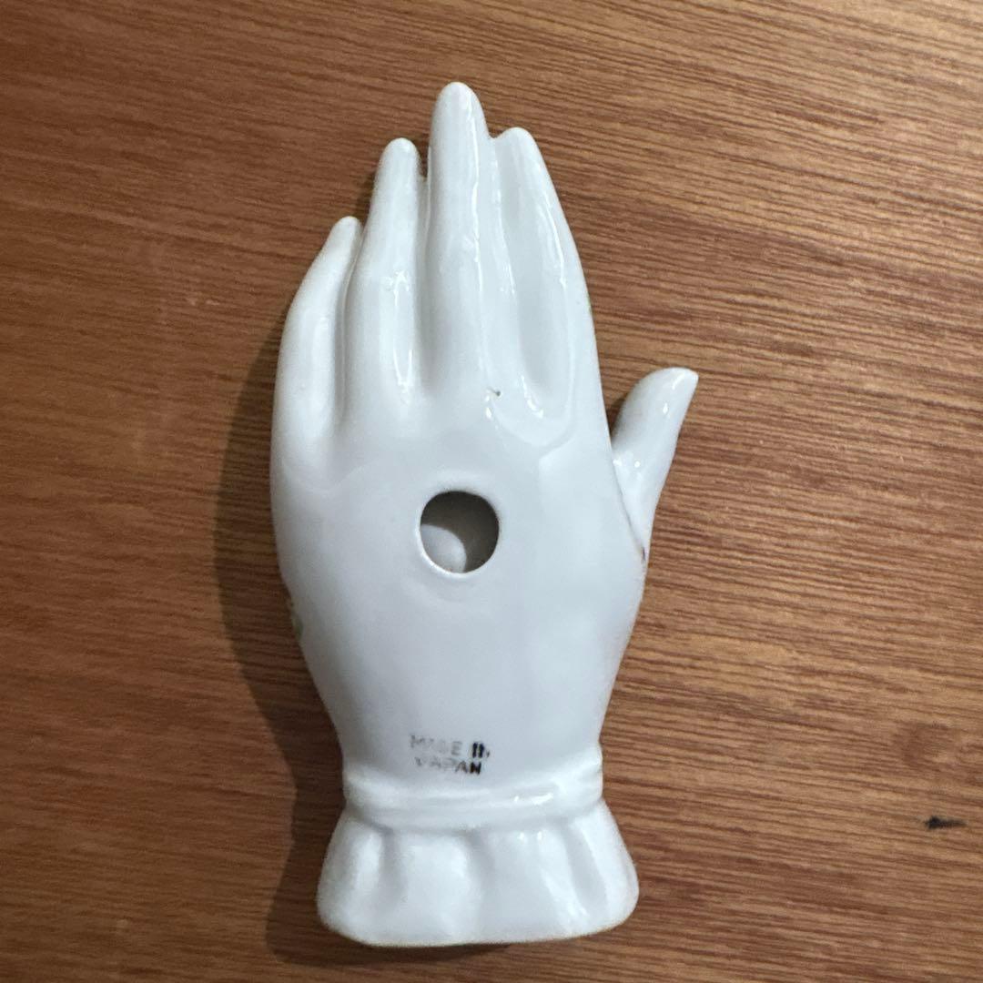 アメリカンヴィンテージ　手　ハンド　JAPAN 陶器　花模様　灰皿