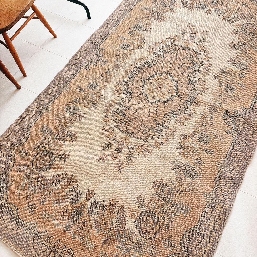 みかんトルコ　ヴィンテージラグ　ピンク　パープル