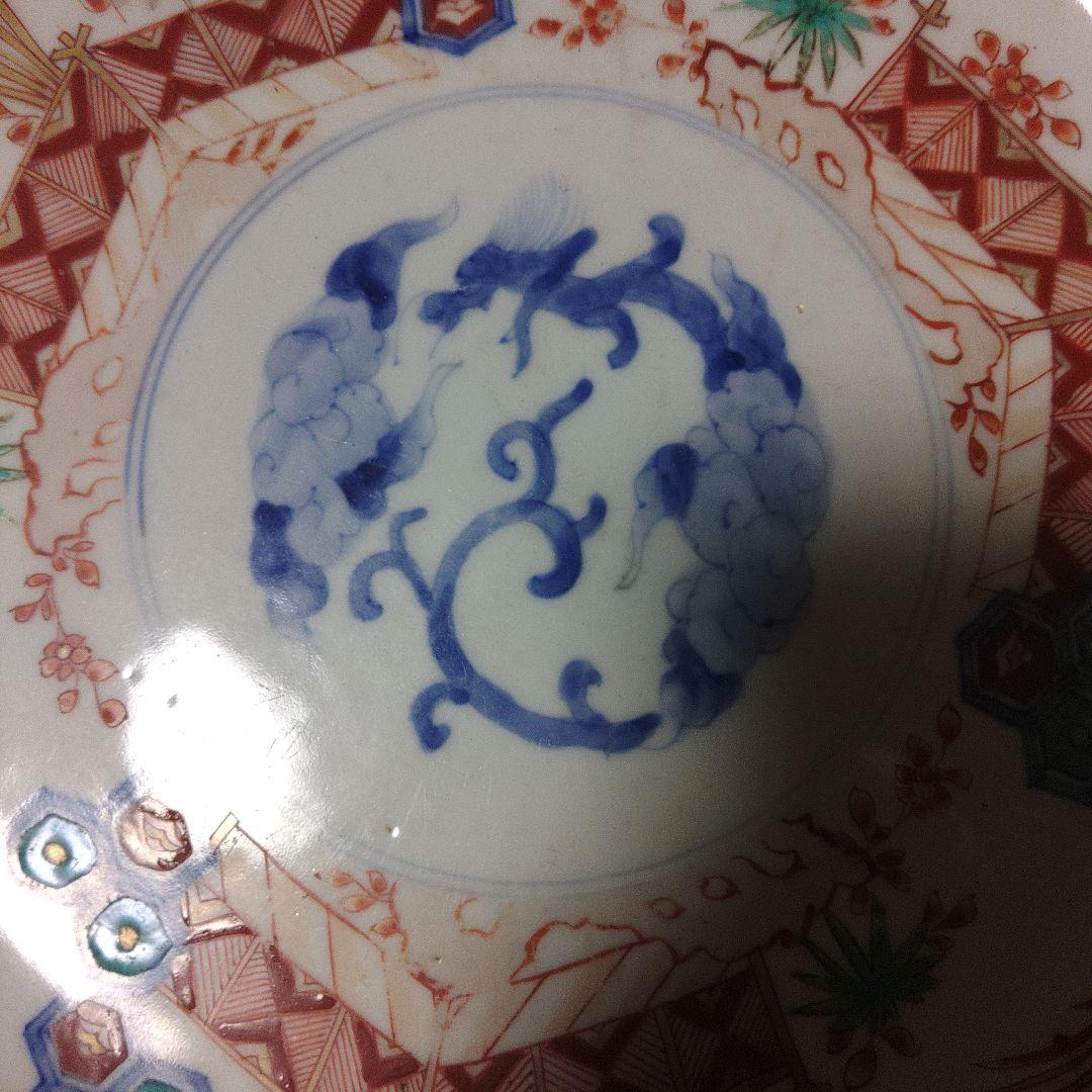 古伊万里　金彩色絵皿　吉祥文　Φ31cm