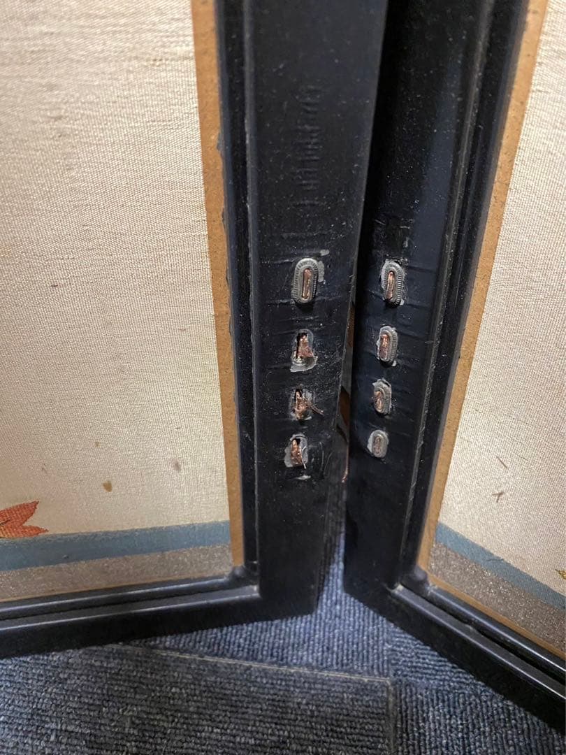 高級絹織屏風 特注 仕切 パーテーション 年代物 時代物 旧家引取品