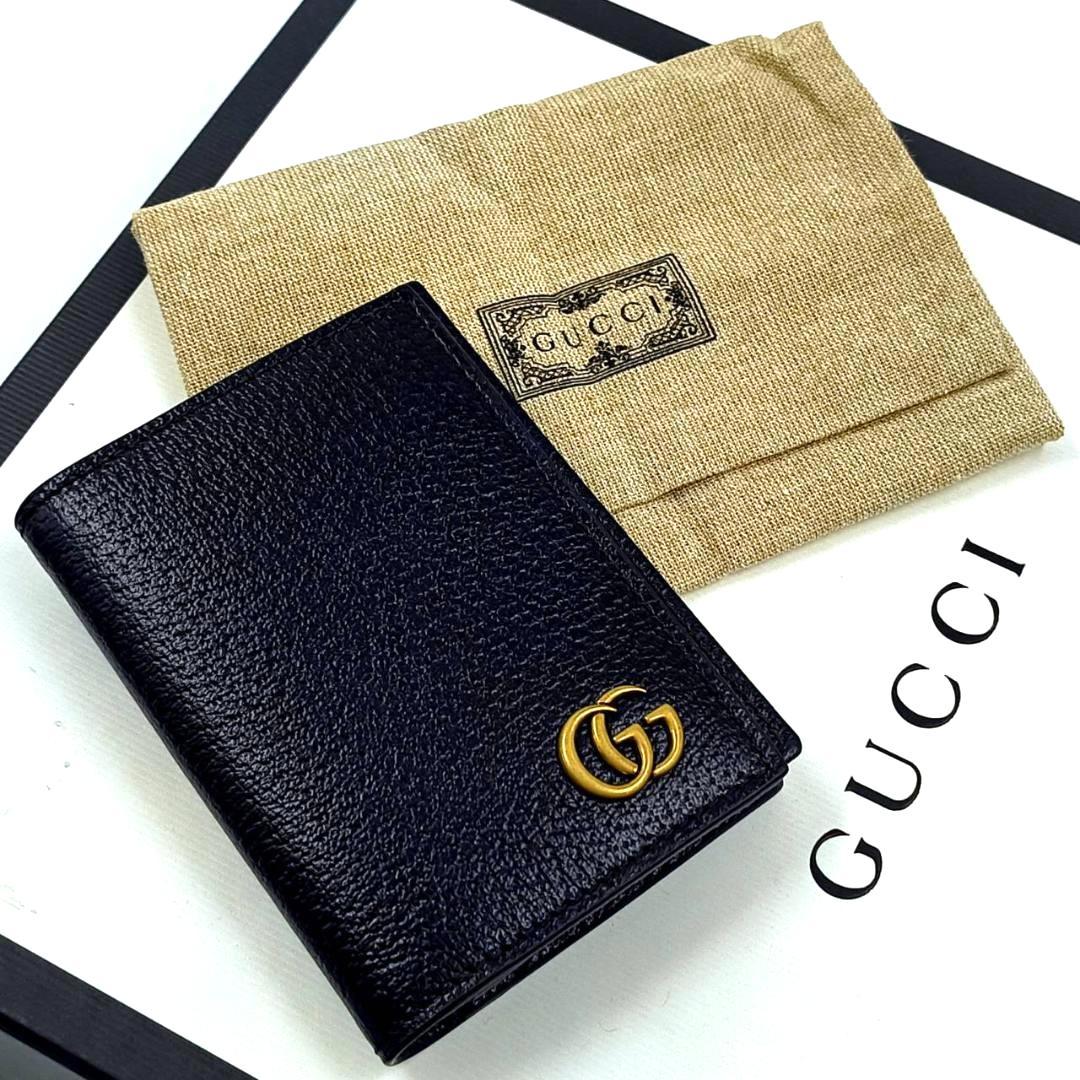 未使用級✨️袋付　グッチ カードケース パスケース 名刺入 GG マーモント 黒