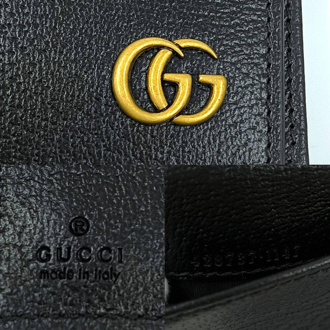 未使用級✨️袋付　グッチ カードケース パスケース 名刺入 GG マーモント 黒