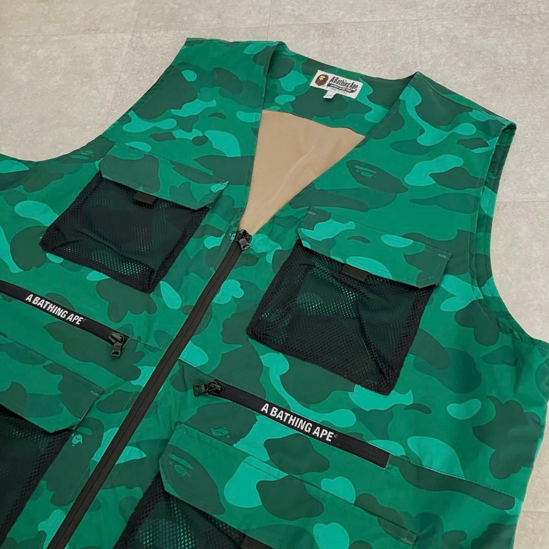 レア品 A Bathing Ape エイプ グリーンカモ ベスト/迷彩/2XL