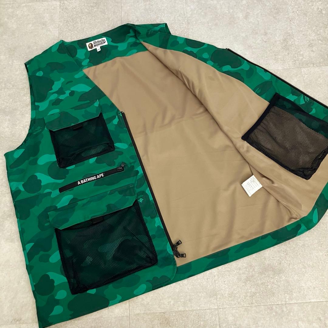 レア品 A Bathing Ape エイプ グリーンカモ ベスト/迷彩/2XL