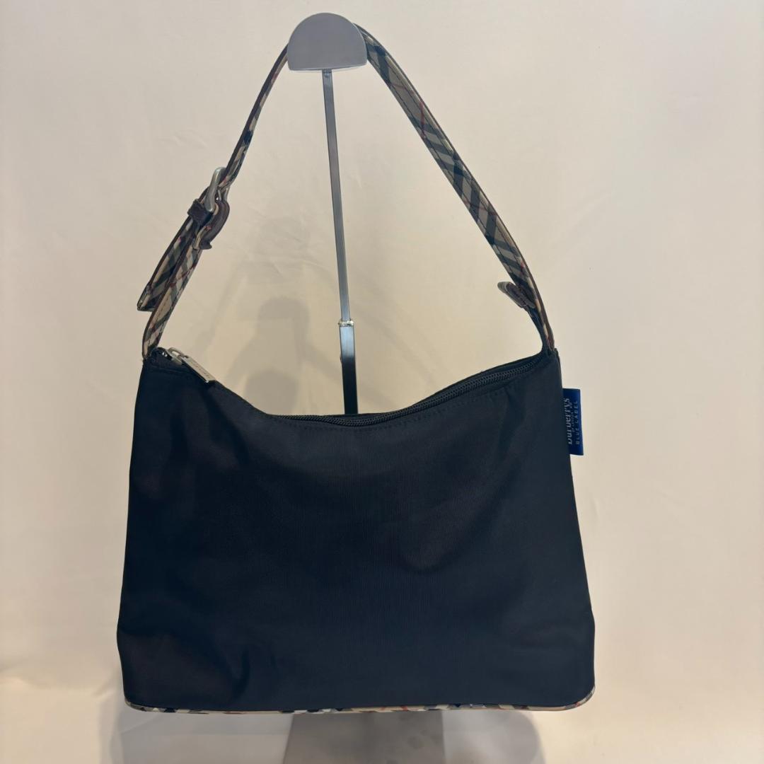 バーバリー ナイロン ハンドバッグ ノバチェック 黒 ワンショルダー