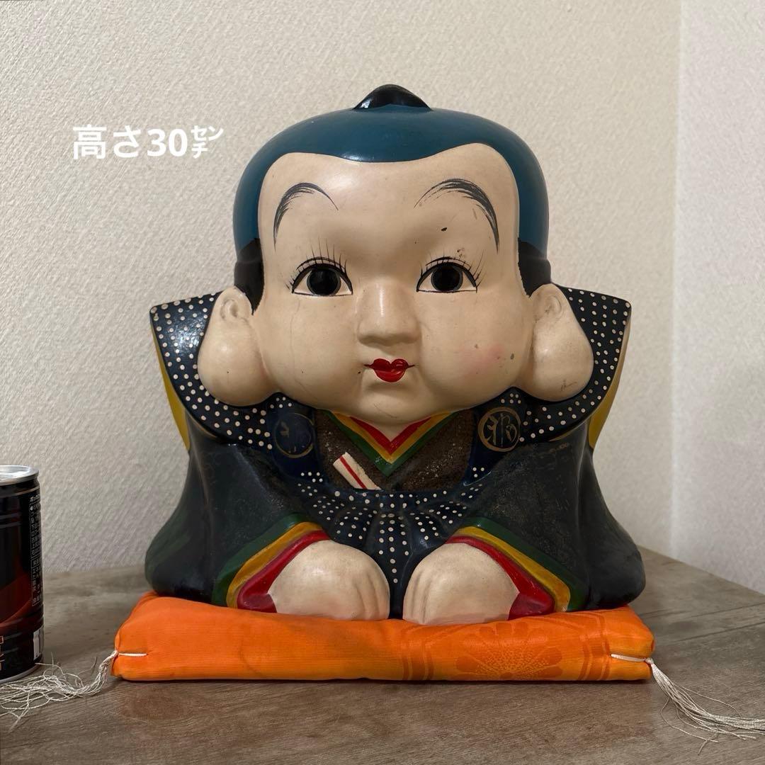時代福助人形　縁起　手描き　招福置物　珍品〈検 招き猫　こけし　七福神　常滑焼