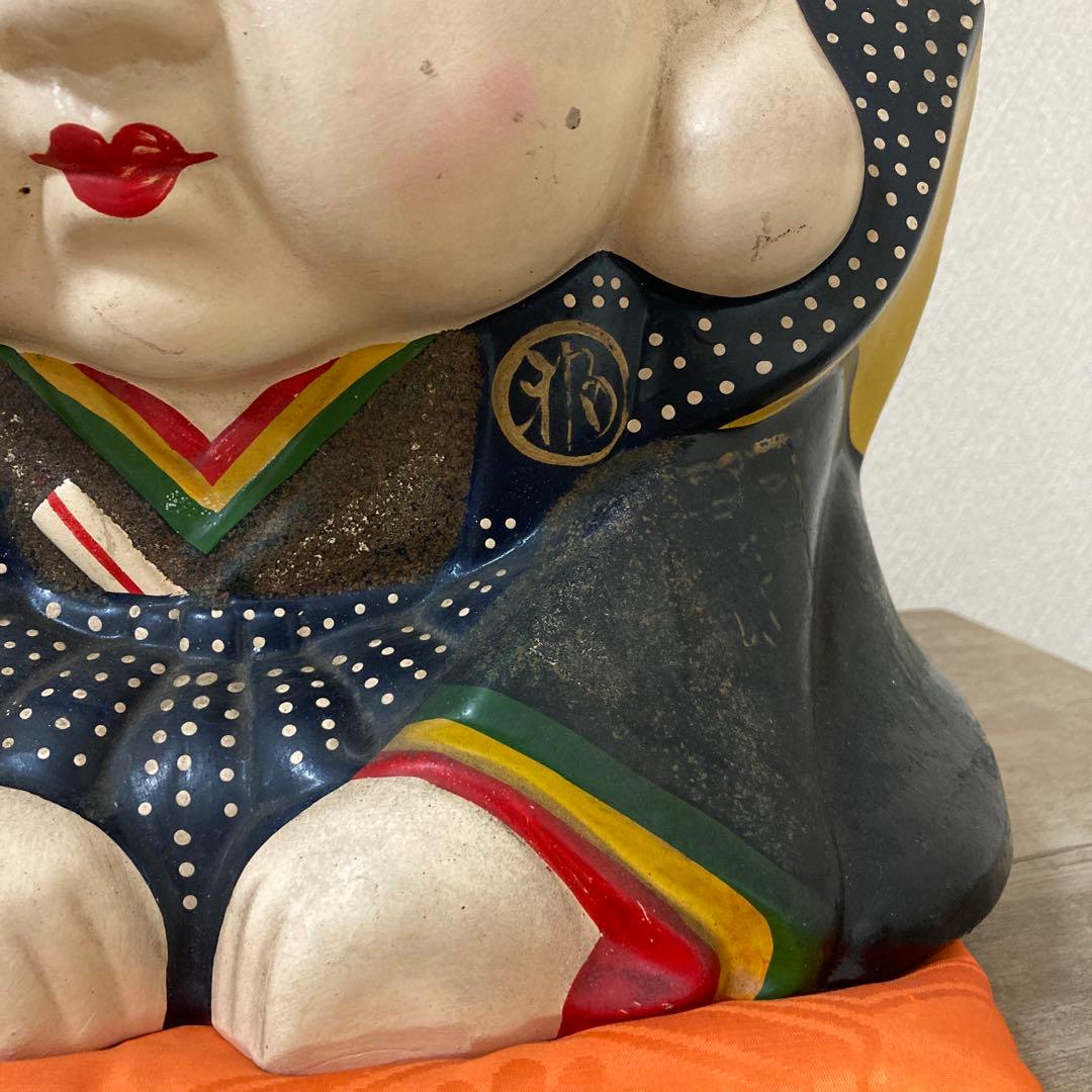 時代福助人形　縁起　手描き　招福置物　珍品〈検 招き猫　こけし　七福神　常滑焼