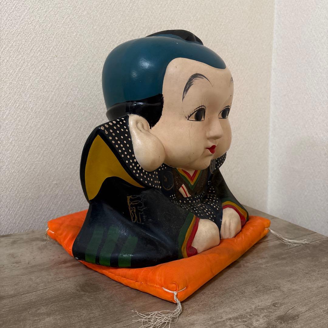 時代福助人形　縁起　手描き　招福置物　珍品〈検 招き猫　こけし　七福神　常滑焼
