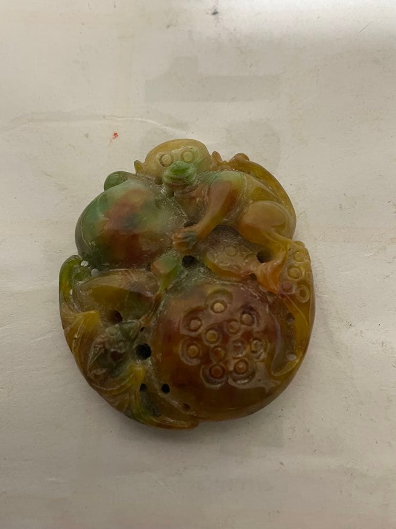 中国美術　玉石翡翠彫刻　猿