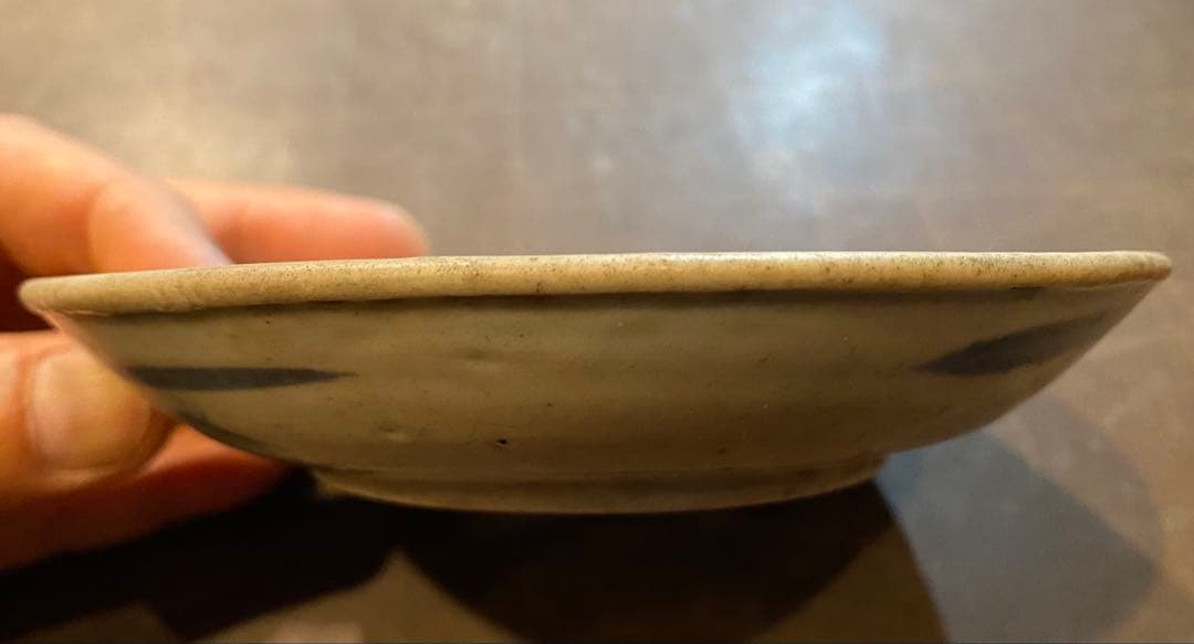 中国汕頭・スワトウ染付絵皿　鑑賞台付 ・ヴィンテージ　レア ・台湾茶器