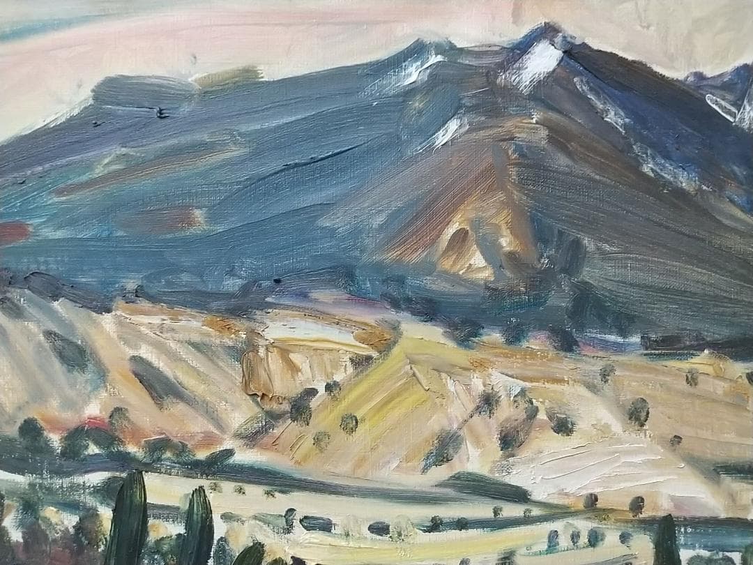 油絵「仙石原」'68 F6 油彩画 絵画 風景画 アート 箱根