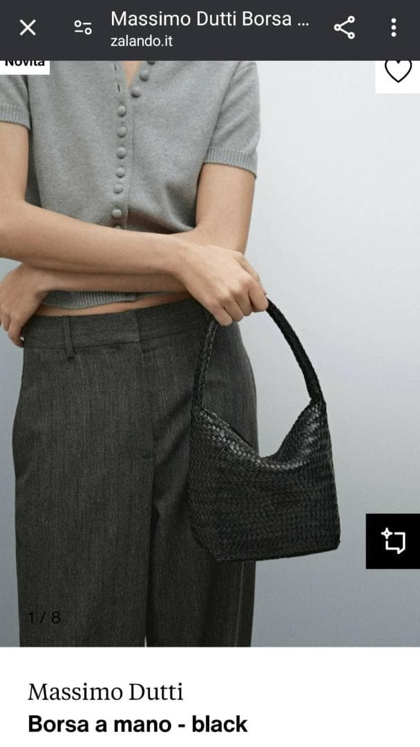 Massimo Dutti 編み込みレザーバッグ ブラック